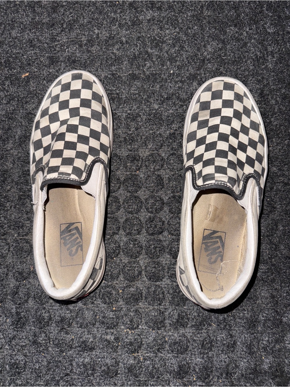 Women’s Very Used Slip-On Checkerboard Shoes - Black & White